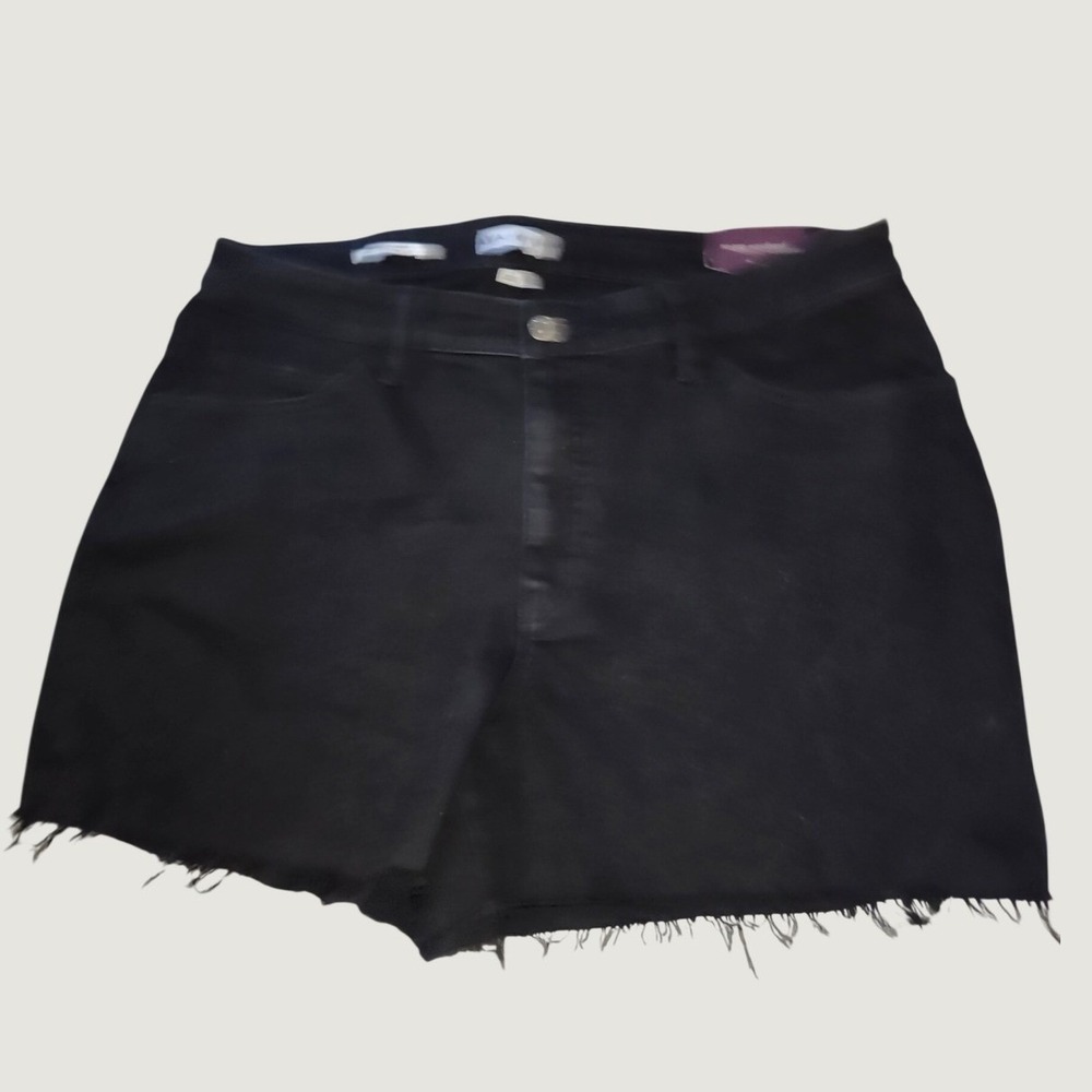 Ava & Viv New Womens Black High Rise Midi Shorts‎ Slim Fit Raw Hem Size 24